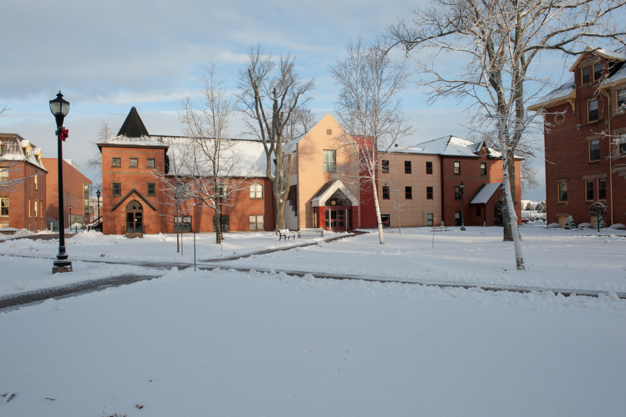 UPEI's Steel Building A snowy winter scene on campus