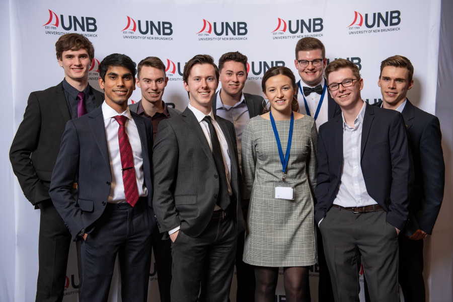 UPEI's junior and senior design teams at The Atlantic Engineering Competition in Fredericton A group of students