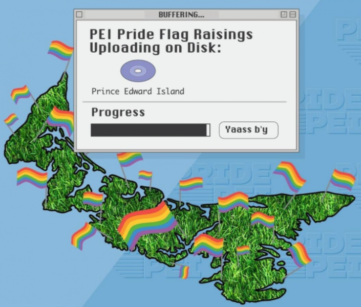 Pride flags were raised across PEI, including at UPEI, in recognition of the PEI Pride Festival, which celebrates the diversity of gender identity, sexual orientation, and gender expression image showing pride flag-raisings