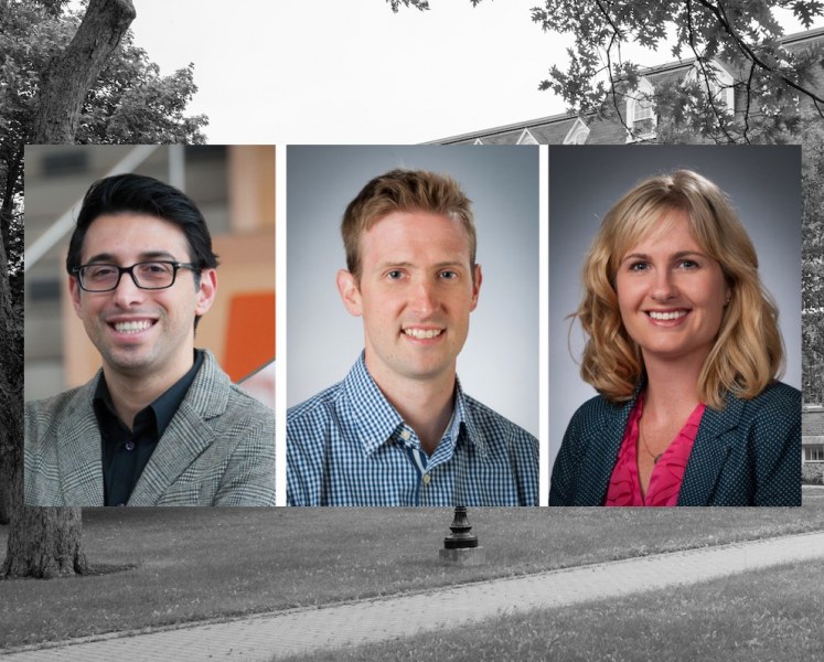 Dr. Ali Ahmadi, Dr. Adam Johnston, Dr. Misty Rossiter Three head shots of professors. Two on the left are men, the one on the right is a woman.