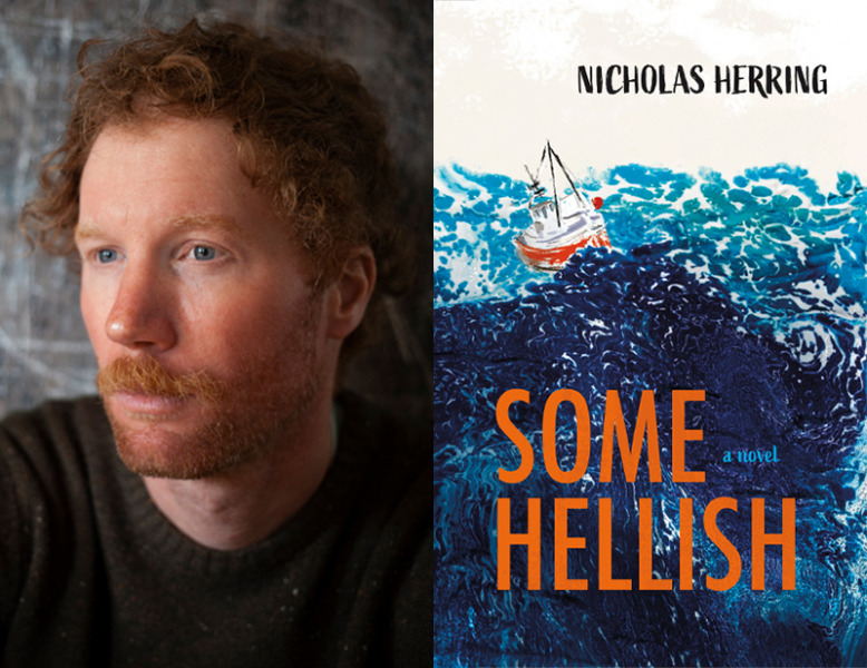 Writer Nicholas Herring and the cover of his debut novel, Some Hellish Writer Nicholas Herring and the cover of his debut novel, Some Hellish