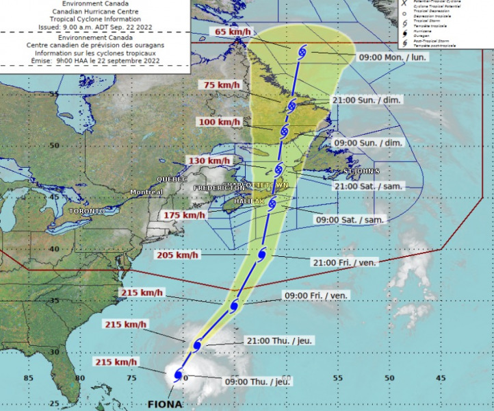 Image courtesy of Environment Canada and Canadian Hurricane Centre image that shows hurricane track